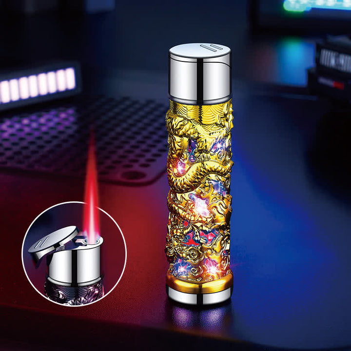 Dragon Creative LED Flash zylindrisches nachfüllbares Butanfeuerzeug