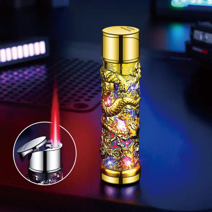 Dragon Creative LED Flash zylindrisches nachfüllbares Butanfeuerzeug