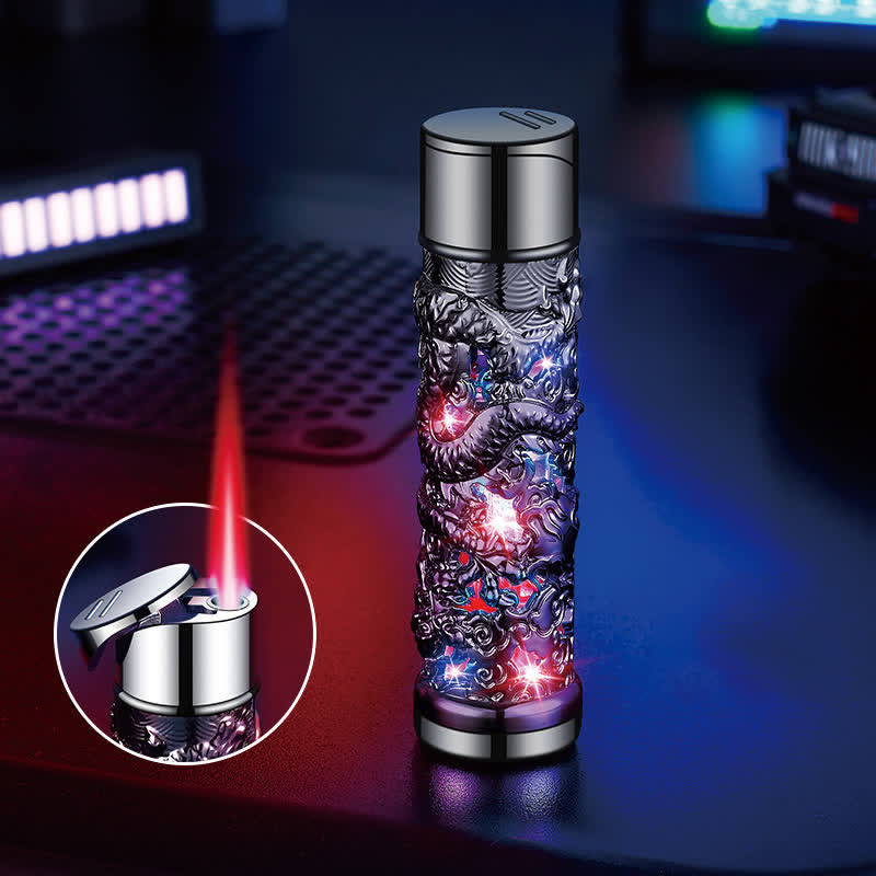 Dragon Creative LED Flash zylindrisches nachfüllbares Butanfeuerzeug