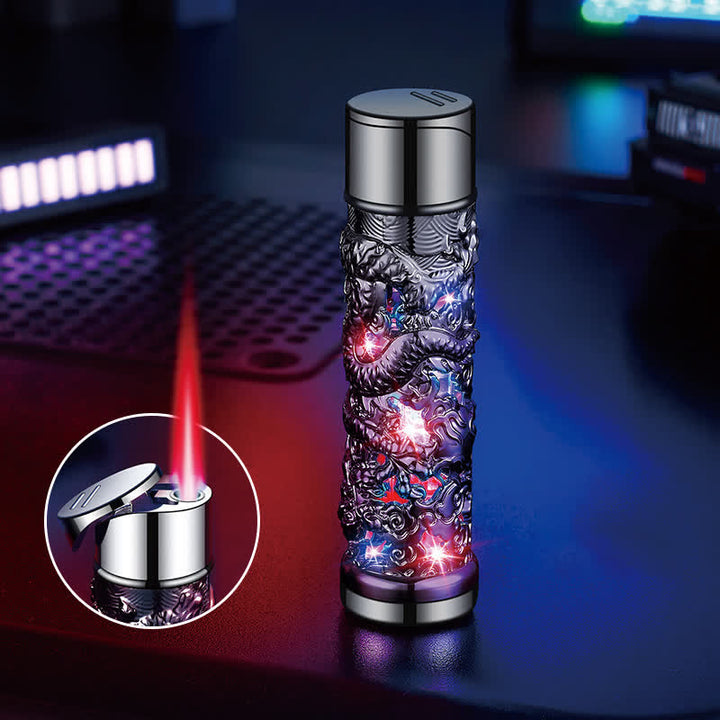 Dragon Creative LED Flash zylindrisches nachfüllbares Butanfeuerzeug