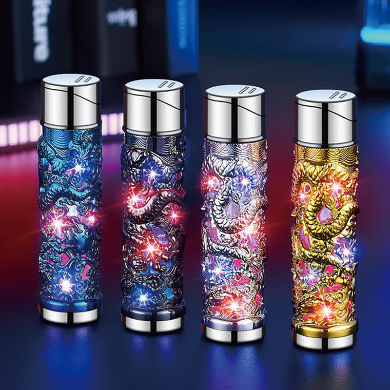 Dragon Creative LED Flash zylindrisches nachfüllbares Butanfeuerzeug