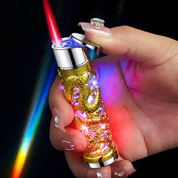 Dragon Creative LED Flash zylindrisches nachfüllbares Butanfeuerzeug