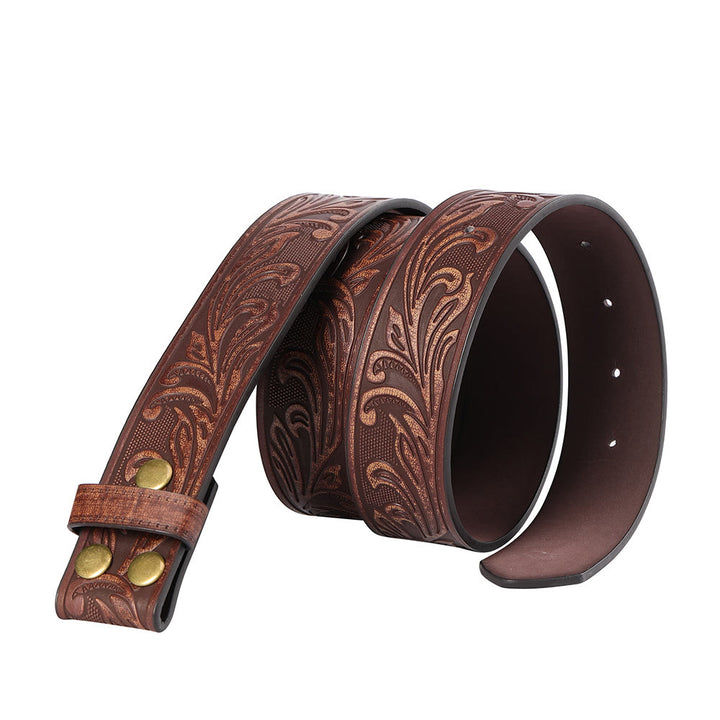 Brauner DIY-Ledergürtel für Herren mit Blumenmuster