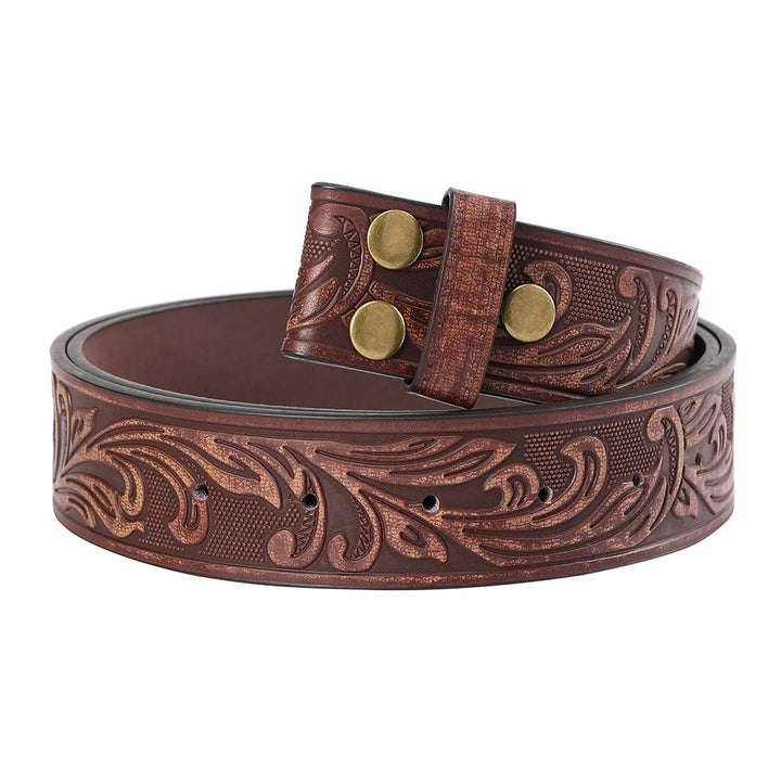 Brauner DIY-Ledergürtel für Herren mit Blumenmuster