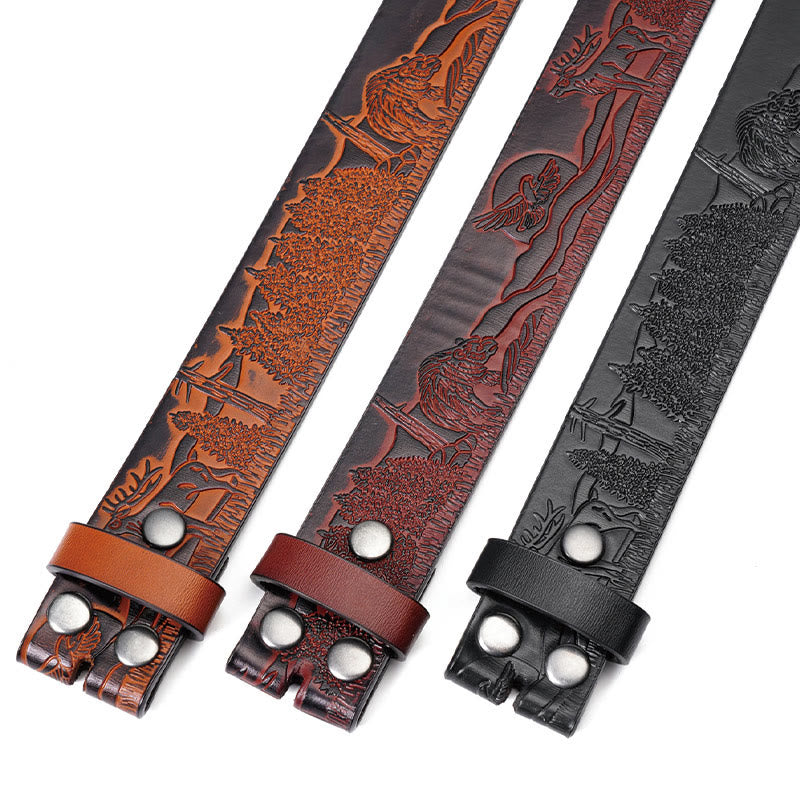 Herren Vintage Braun Elch Muster DIY Ledergürtel