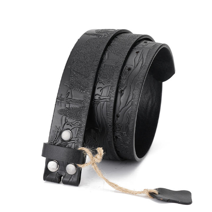 Schwarzer DIY-Ledergürtel für Herren mit Elchmuster