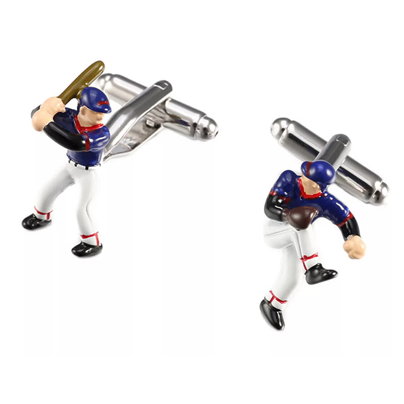 Manschettenknöpfe für Herren, 1 Paar, Baseball Time Button Covers Set - image 2