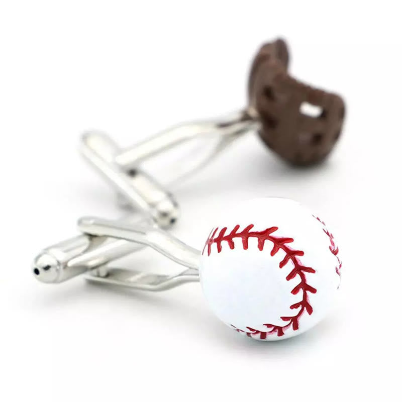 Herren-Manschettenknöpfe, 1 Paar, Baseball-Spieler-Handschuhe, Knopfabdeckungen, Set - image 3