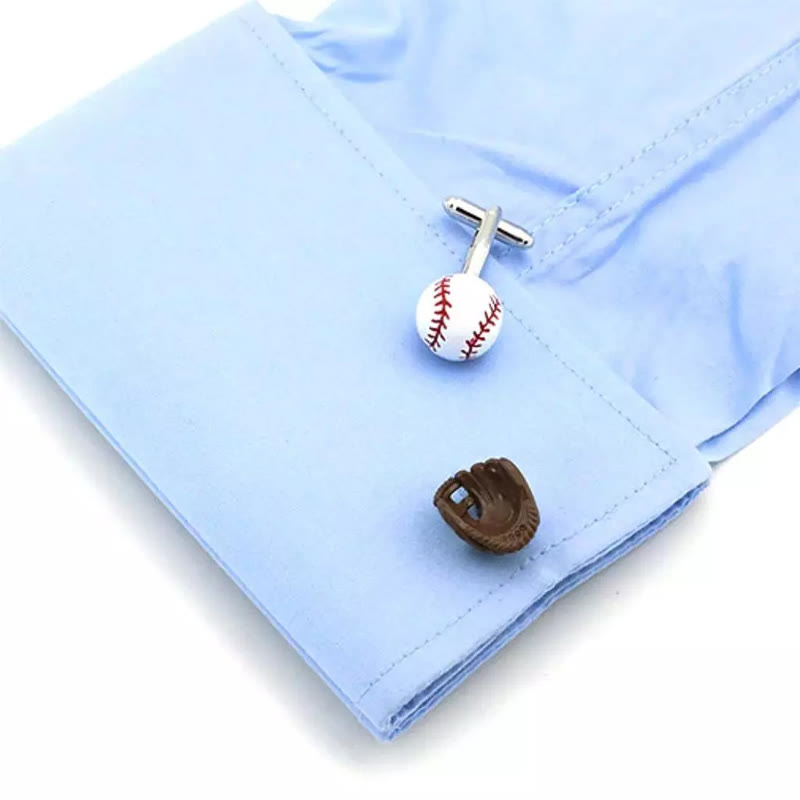 Herren-Manschettenknöpfe, 1 Paar, Baseball-Spieler-Handschuhe, Knopfabdeckungen, Set - image 1