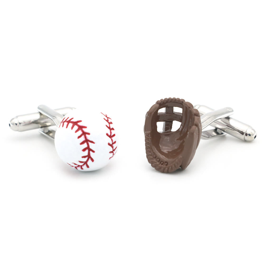 Herren-Manschettenknöpfe, 1 Paar, Baseball-Spieler-Handschuhe, Knopfabdeckungen, Set - image 6