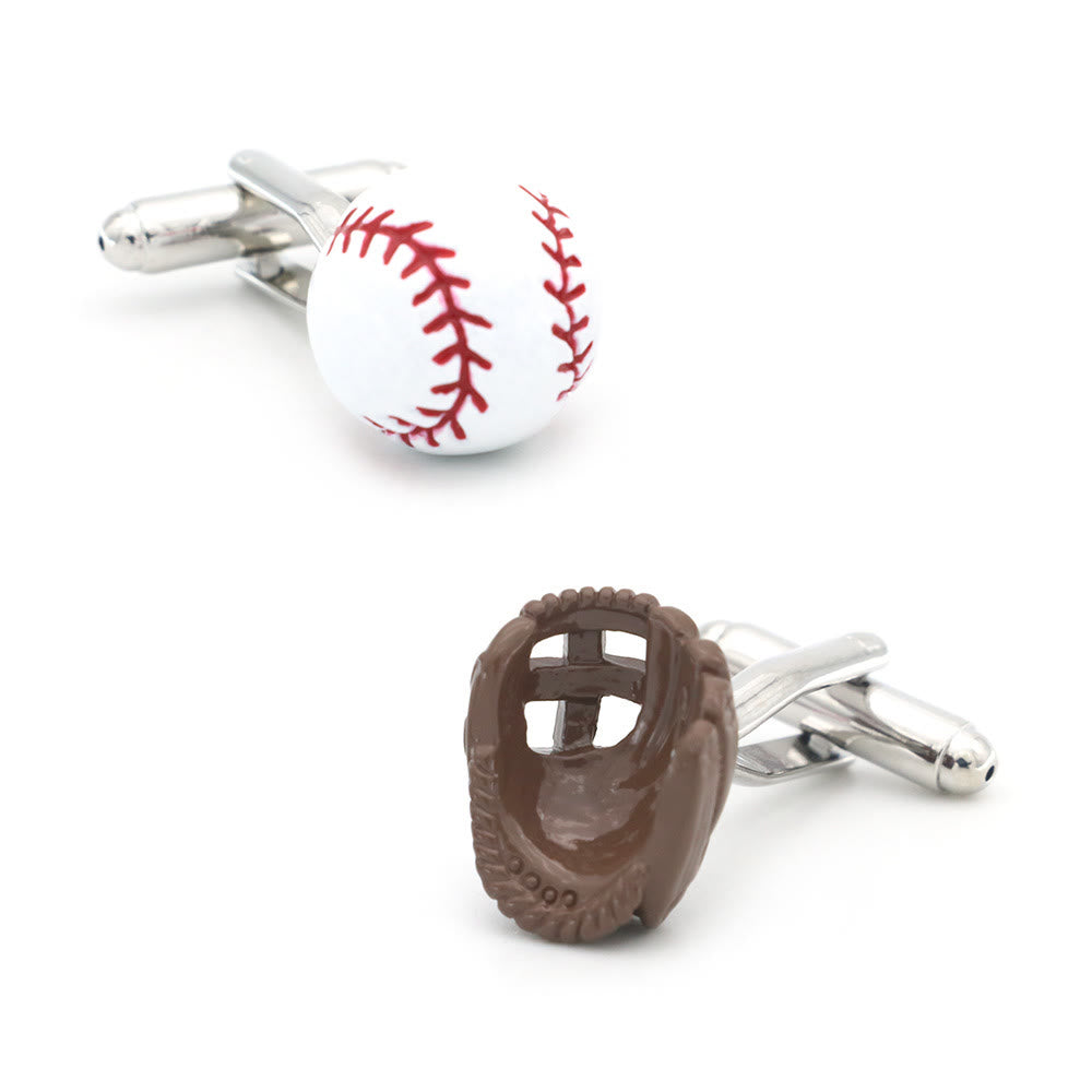 Herren-Manschettenknöpfe, 1 Paar, Baseball-Spieler-Handschuhe, Knopfabdeckungen, Set - 1 Paar (Ball+Handschuhe) - image 0