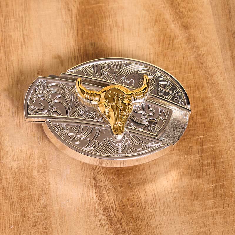 Set aus Gold- und Silber-DIY-Gürtelschnalle mit verstecktem Messer und türkisfarbenem Longhorn-Anhänger (VORVERKAUF) - image 4