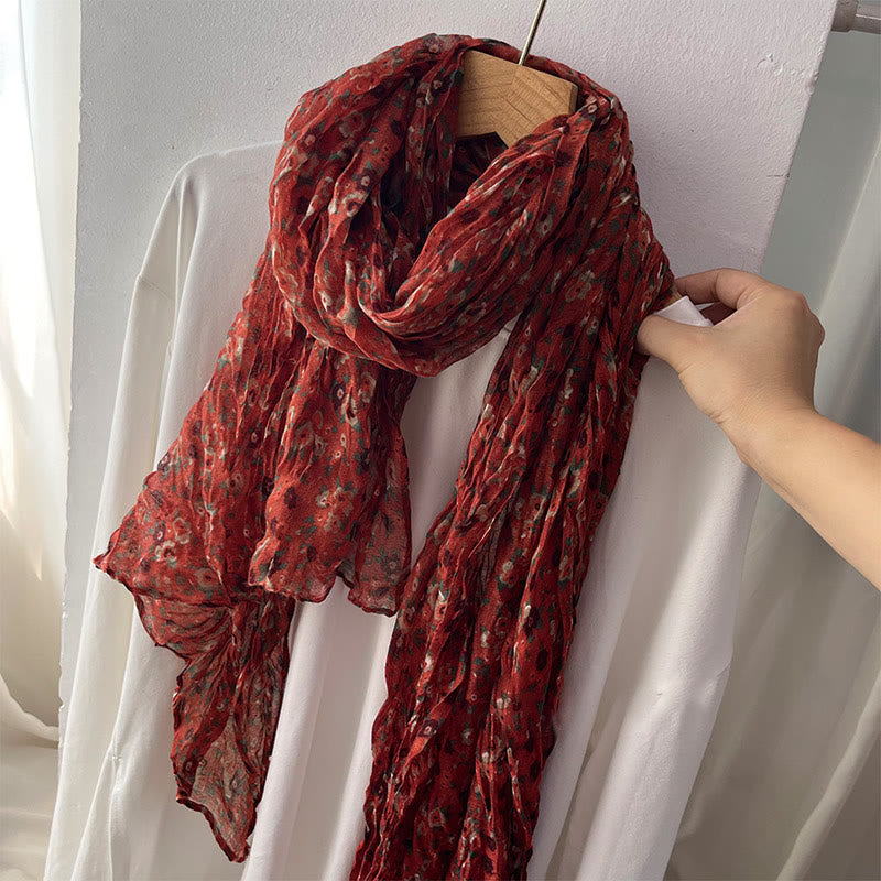 Weicher Damenschal mit plissiertem Blumenmuster für den Frühling