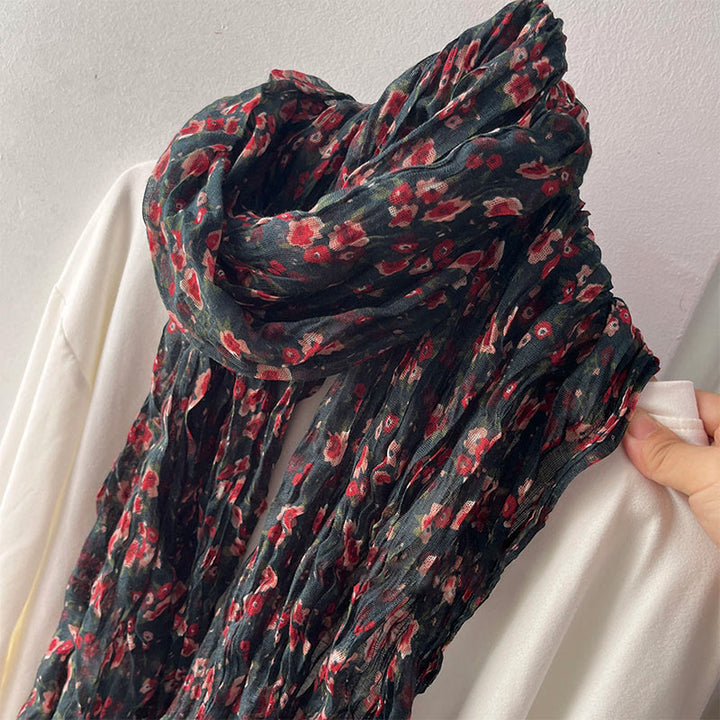 Weicher Damenschal mit plissiertem Blumenmuster für den Frühling