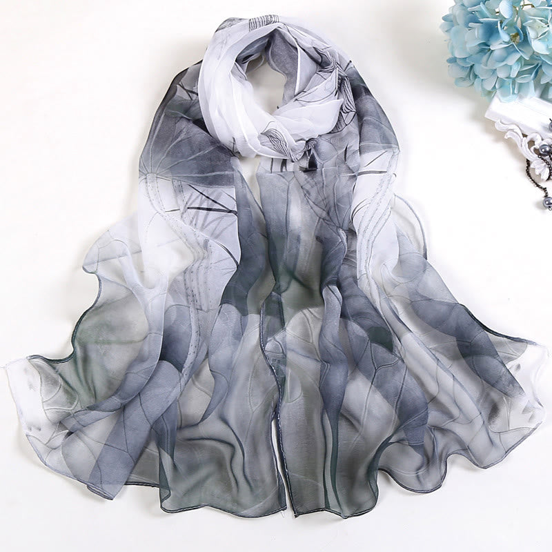 Weicher Sommerschal aus Chiffon mit Blumenmuster für Damen, für den Strand, Sonnenschutz - #6 Hellschiefergrau - image 5