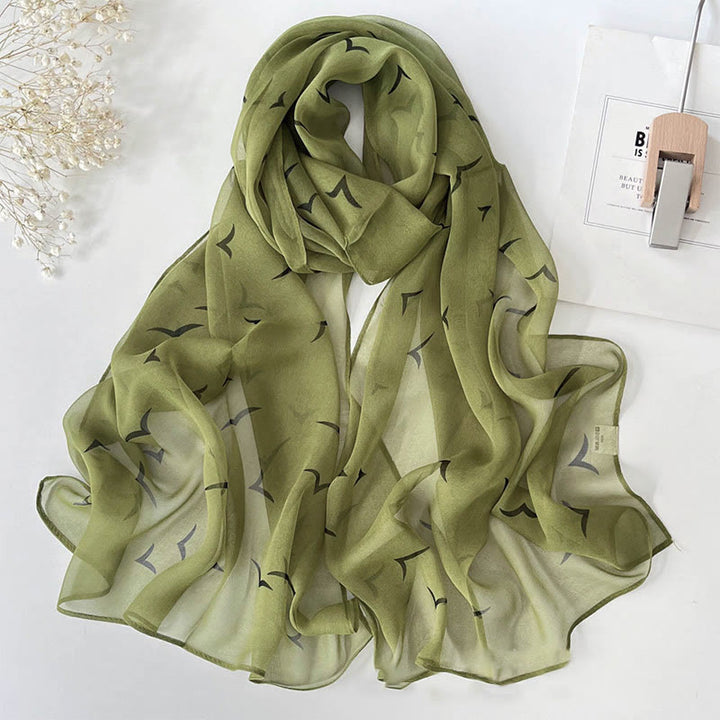 Weicher Sommerschal aus Chiffon mit Blumenmuster für Damen, für den Strand, Sonnenschutz - #10 Olivgrün - image 12