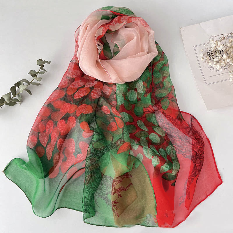 Weicher Sommerschal aus Chiffon mit Blumenmuster für Damen, für den Strand, Sonnenschutz - #14 Waldgrün - image 16
