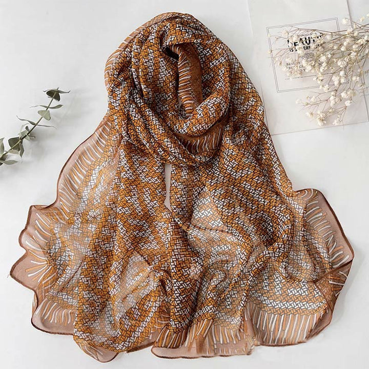 Weicher Sommerschal aus Chiffon mit Blumenmuster für Damen, für den Strand, Sonnenschutz - #29 Kaffee - image 31