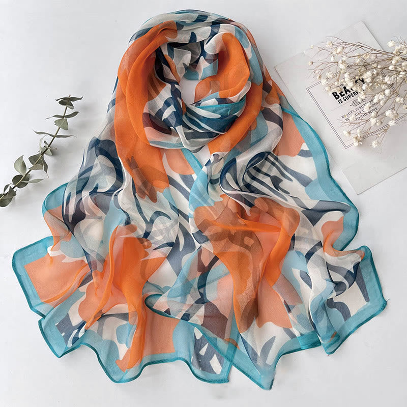 Weicher Sommerschal aus Chiffon mit Blumenmuster für Damen, für den Strand, Sonnenschutz - #24 Orange - image 26