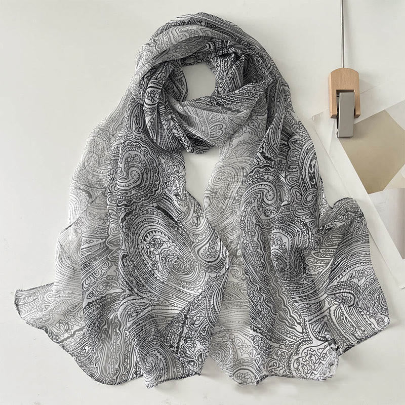 Weicher Sommerschal aus Chiffon mit Blumenmuster für Damen, für den Strand, Sonnenschutz - #45 Dunkelgrau - image 47