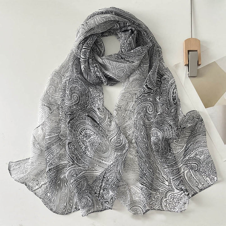 Weicher Sommerschal aus Chiffon mit Blumenmuster für Damen, für den Strand, Sonnenschutz - #45 Dunkelgrau - image 47