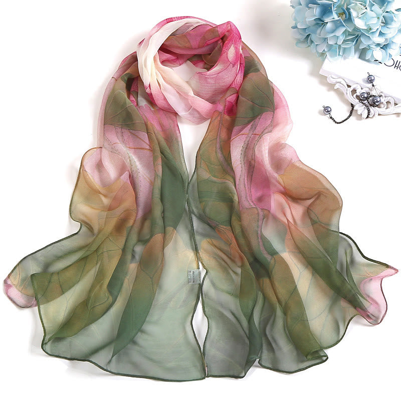Weicher Sommerschal aus Chiffon mit Blumenmuster für Damen, für den Strand, Sonnenschutz - #1 Dunkelolivgrün - image 0