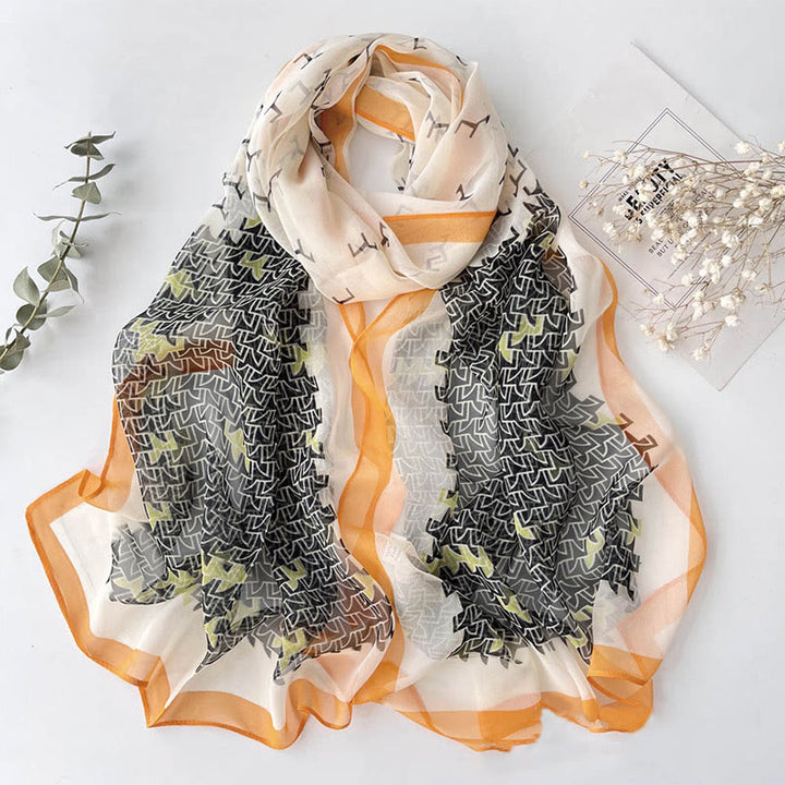 Weicher Sommerschal aus Chiffon mit Blumenmuster für Damen, für den Strand, Sonnenschutz - #26 Orange-Weiß - image 28