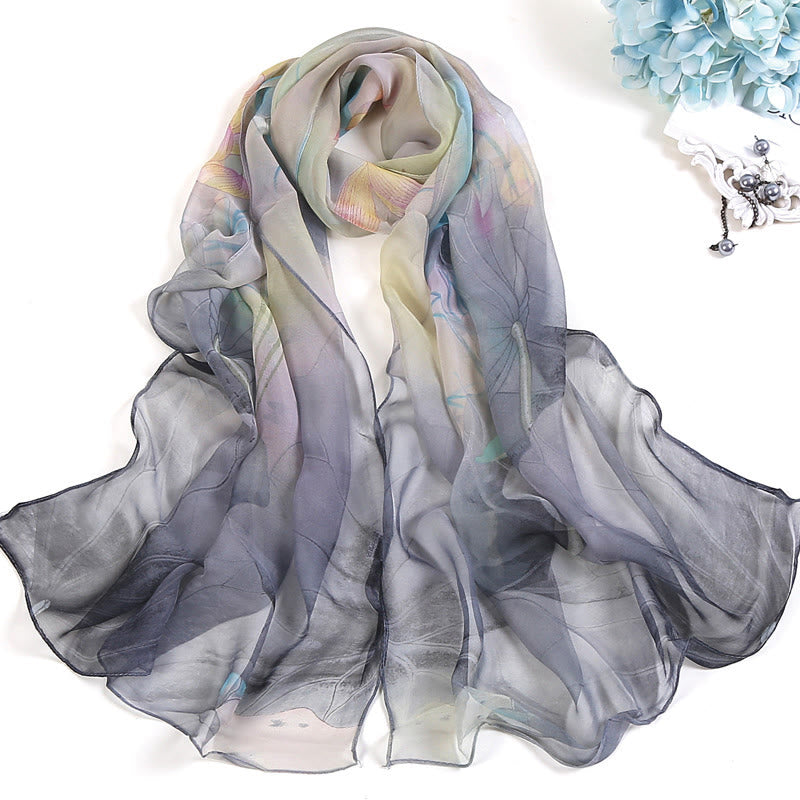 Weicher Sommerschal aus Chiffon mit Blumenmuster für Damen, für den Strand, Sonnenschutz - #5 Silber - image 4