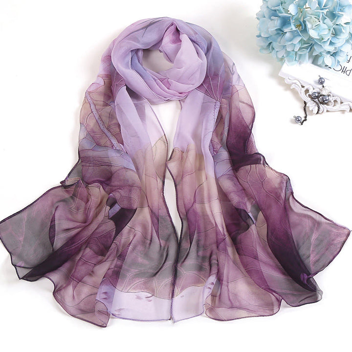Weicher Sommerschal aus Chiffon mit Blumenmuster für Damen, für den Strand, Sonnenschutz - #4 Distel - image 3