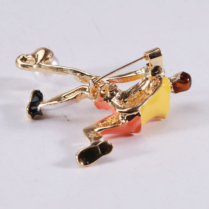 Cartoon Eishockey Spieler Brosche Gold Shirt Zubehör