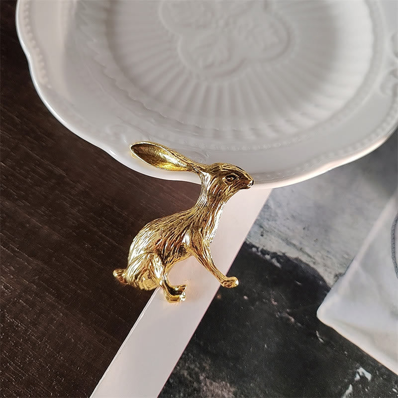 Barocke Engel-Kaninchen-Brosche, Gold, Hemd-Accessoires