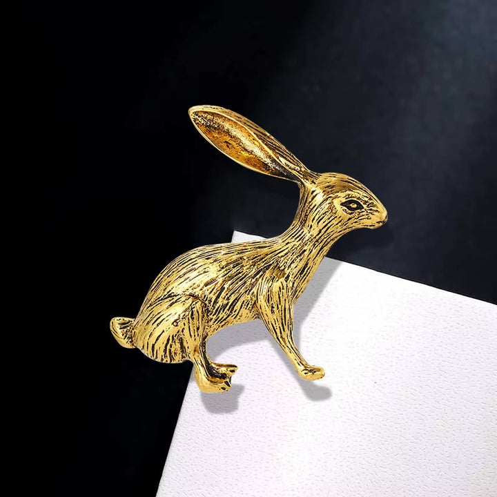 Barocke Engel-Kaninchen-Brosche, Gold, Hemd-Accessoires