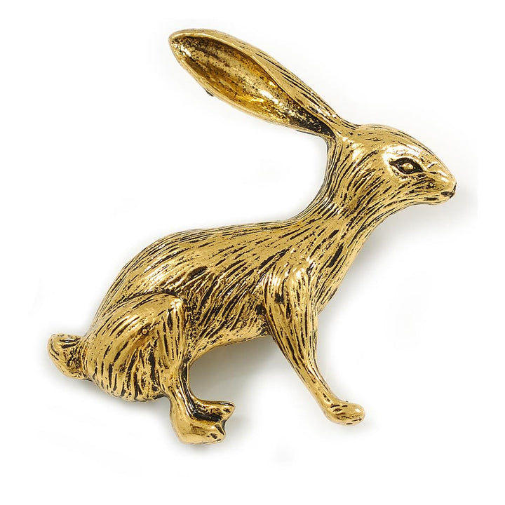 Barocke Engel-Kaninchen-Brosche, Gold, Hemd-Accessoires