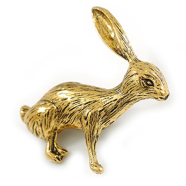 Barocke Engel-Kaninchen-Brosche, Gold, Hemd-Accessoires