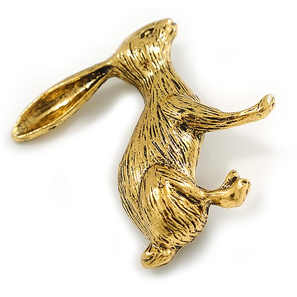 Barocke Engel-Kaninchen-Brosche, Gold, Hemd-Accessoires