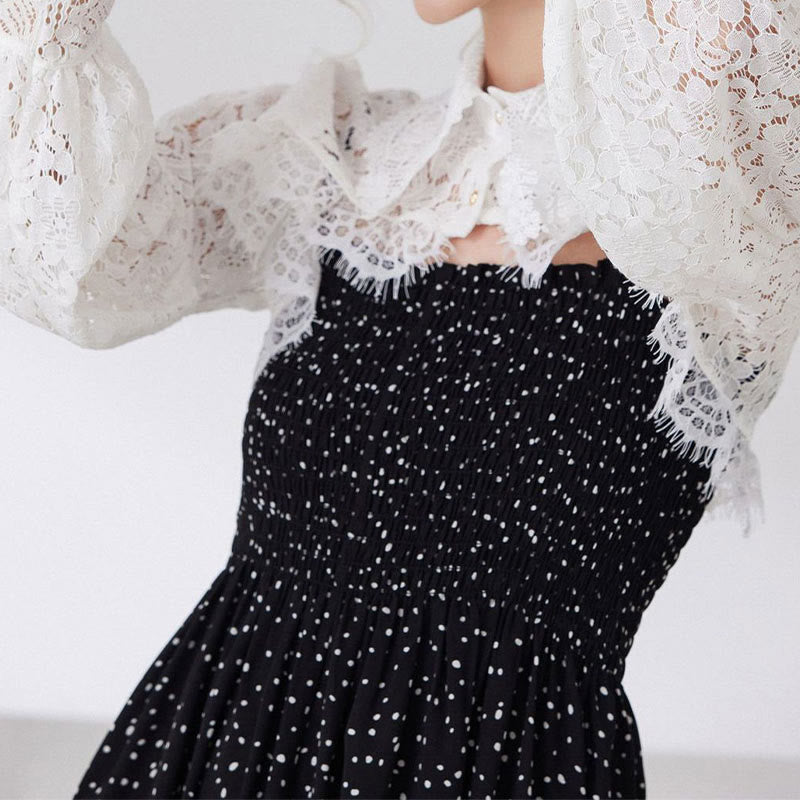 Capelet mit Blumenspitze für Sonnenschutz, abnehmbare Halbhemdbluse