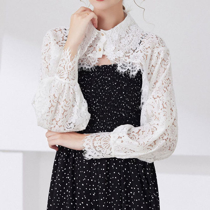 Capelet mit Blumenspitze für Sonnenschutz, abnehmbare Halbhemdbluse