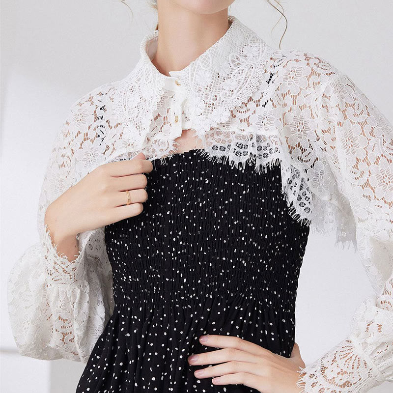 Capelet mit Blumenspitze für Sonnenschutz, abnehmbare Halbhemdbluse