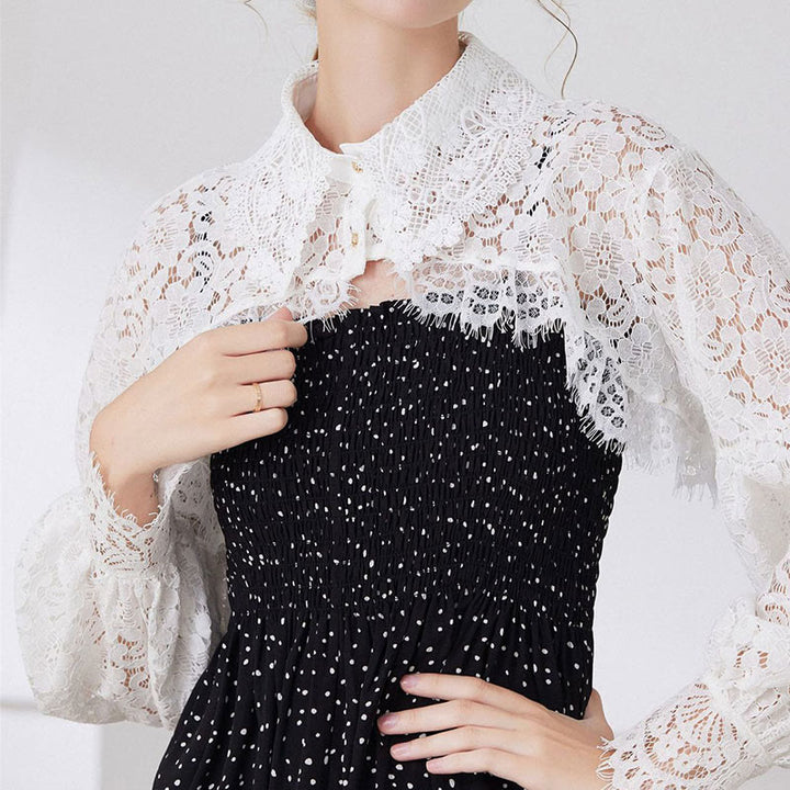 Capelet mit Blumenspitze für Sonnenschutz, abnehmbare Halbhemdbluse