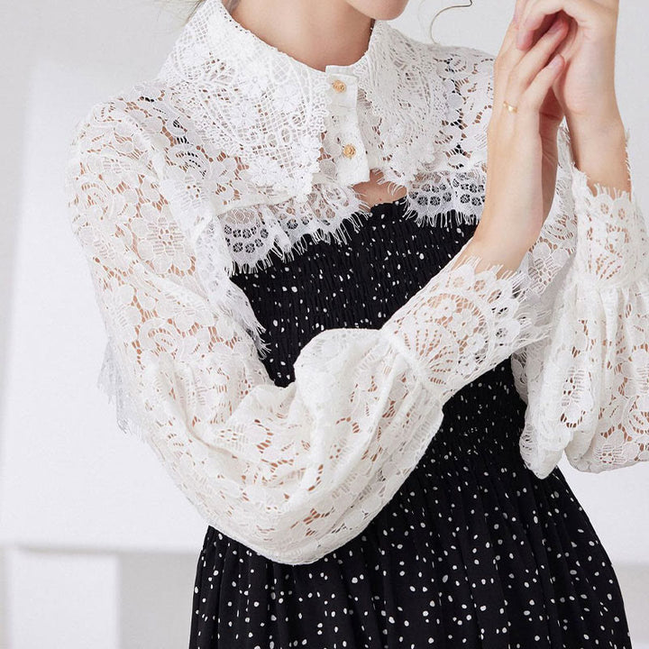 Capelet mit Blumenspitze für Sonnenschutz, abnehmbare Halbhemdbluse