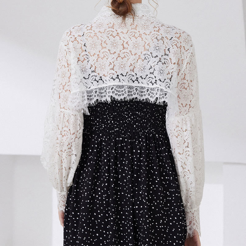 Capelet mit Blumenspitze für Sonnenschutz, abnehmbare Halbhemdbluse