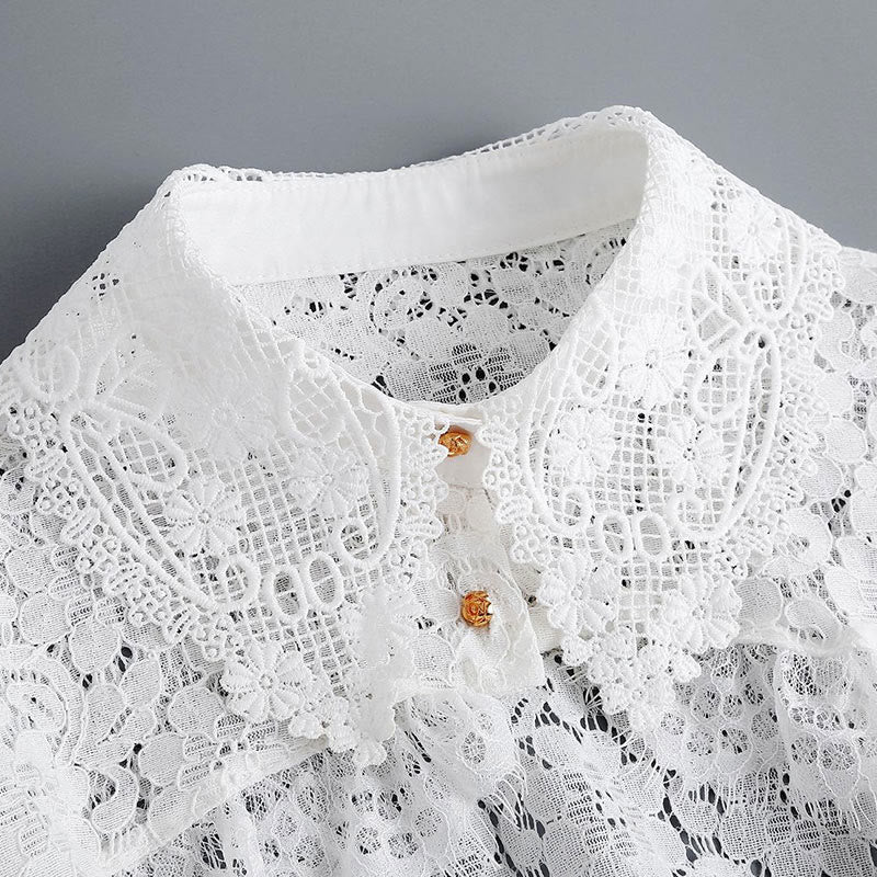 Capelet mit Blumenspitze für Sonnenschutz, abnehmbare Halbhemdbluse