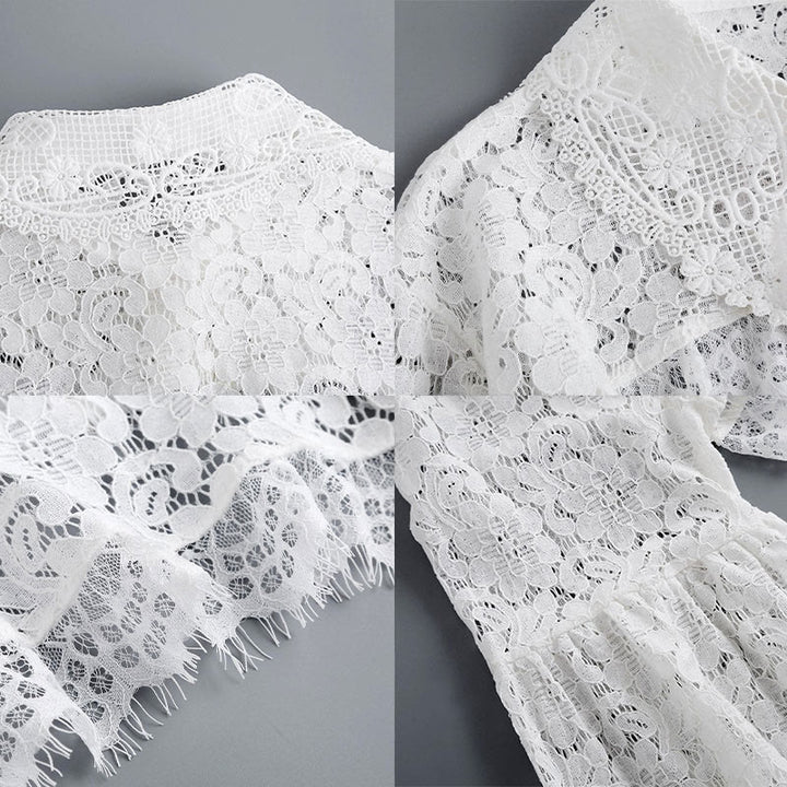 Capelet mit Blumenspitze für Sonnenschutz, abnehmbare Halbhemdbluse