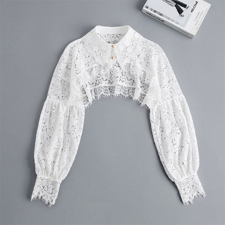 Capelet mit Blumenspitze für Sonnenschutz, abnehmbare Halbhemdbluse