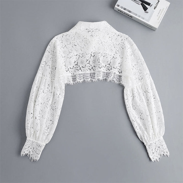 Capelet mit Blumenspitze für Sonnenschutz, abnehmbare Halbhemdbluse