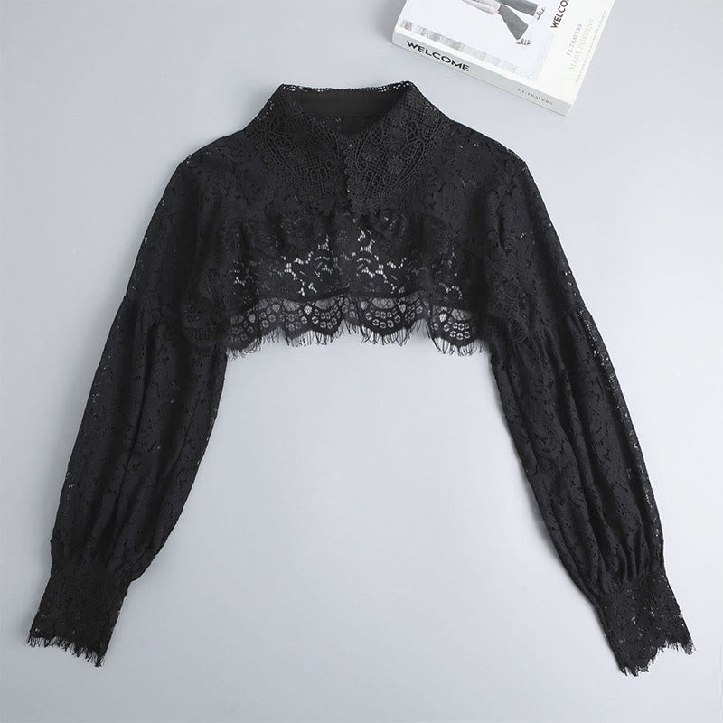 Capelet mit Blumenspitze für Sonnenschutz, abnehmbare Halbhemdbluse