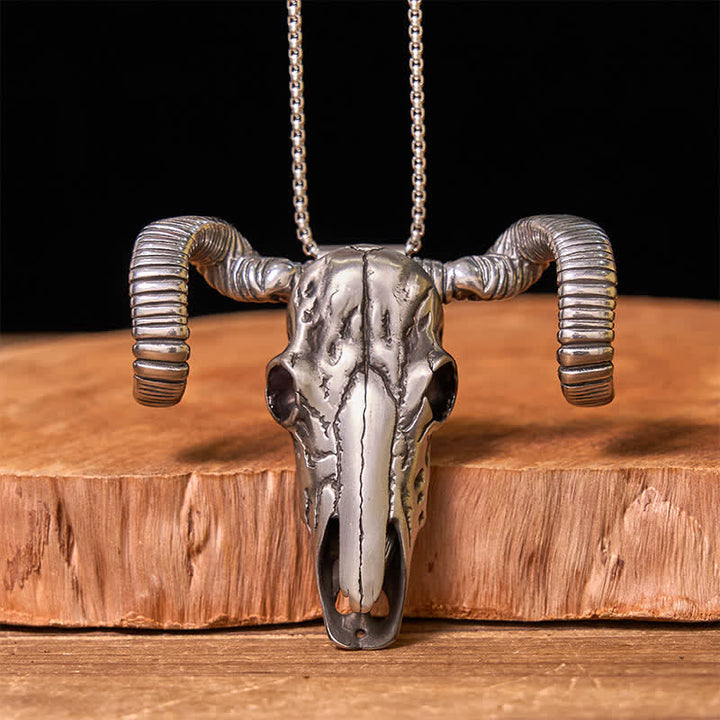 Silberne Multifunktions-Gürtelschnalle mit Totenkopf-Schaf-Anhänger (Vorverkauf)