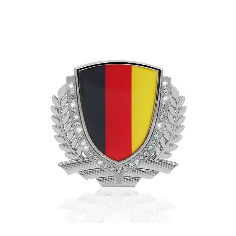 Metallaufkleber fürs Auto mit Nationalflagge und Strasssteinen