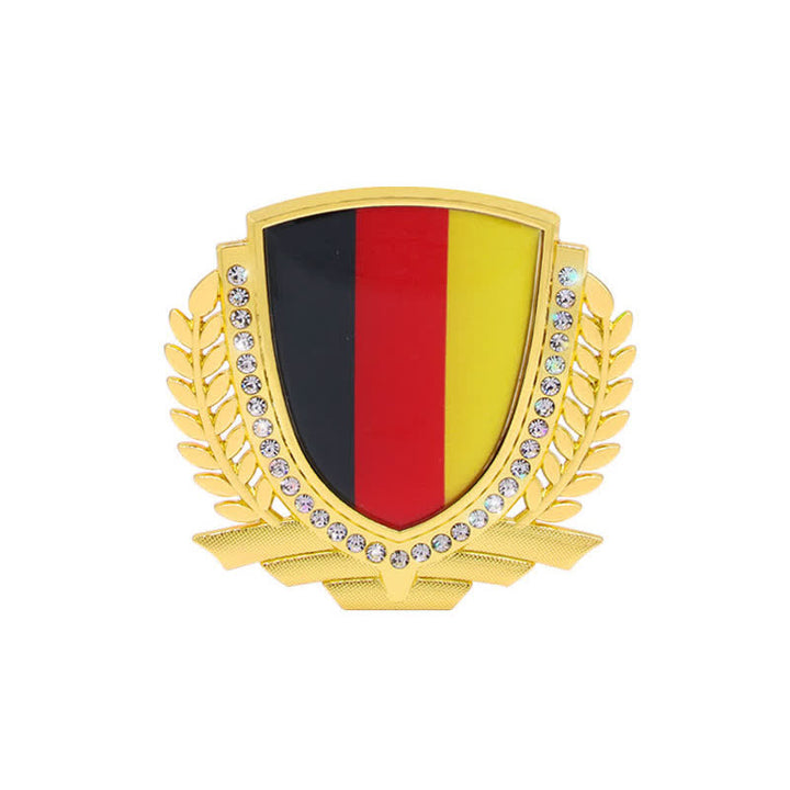 Metallaufkleber fürs Auto mit Nationalflagge und Strasssteinen