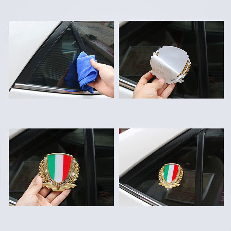 Metallaufkleber fürs Auto mit Nationalflagge und Strasssteinen